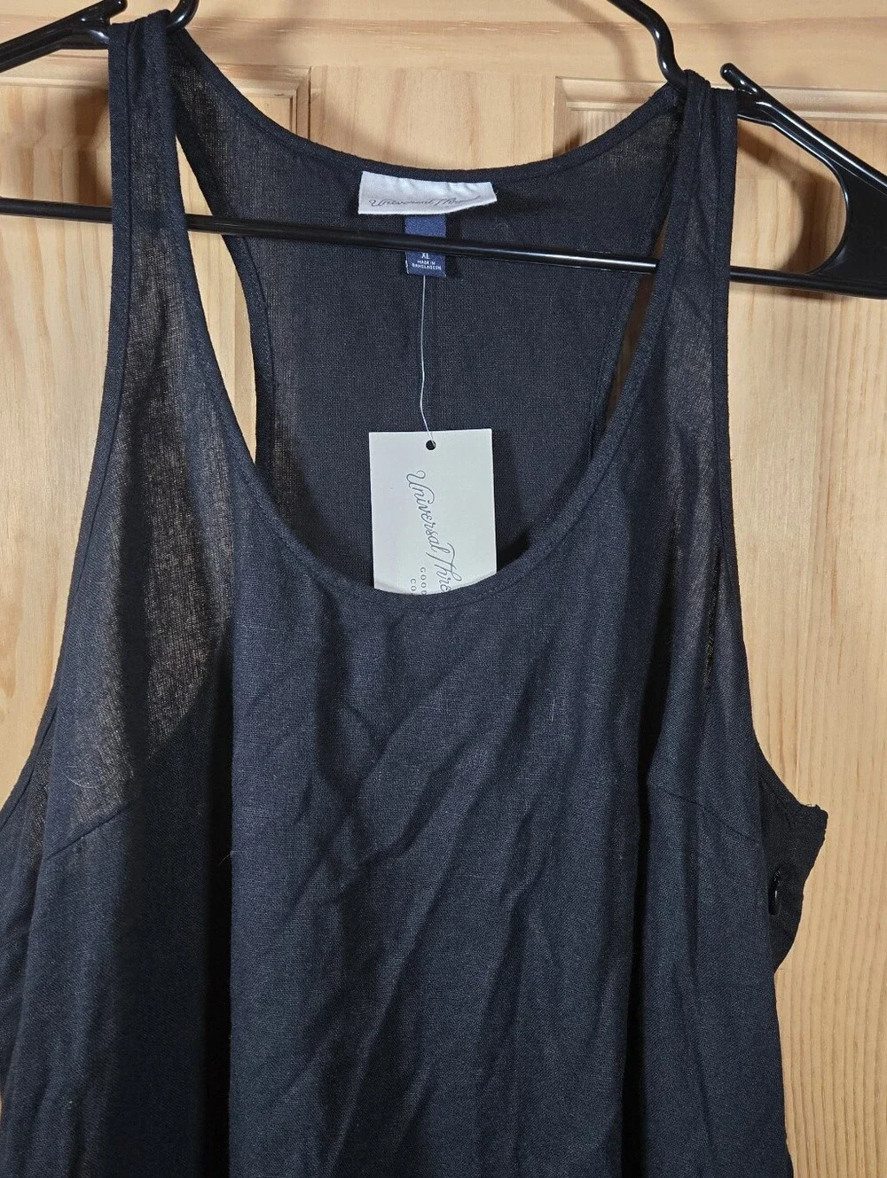 NWT Universal Thread Maxi Dress Linen Rayon Women's XL Black Racerback Pockets